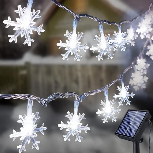 100 LED Christmas Snowflake String Lights, 39 Ft Christmas Lights Fairy Light Waterproof for Indoor Outdoor Holiday Wedding Party, Xmas Tree, New Year, Garden Decorations (White)