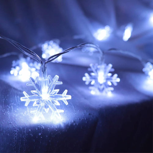 100 LED Christmas Snowflake String Lights, 39 Ft Christmas Lights Fairy Light Waterproof for Indoor Outdoor Holiday Wedding Party, Xmas Tree, New Year, Garden Decorations (White)